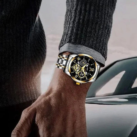 🎁Το καλύτερο δώρο για έναν άνδρα❤️ Ανδρικό αδιάβροχο ρωμαϊκό αυτόματο μηχανικό ρολόι χειρός με διάτρητο σχέδιο ⌚