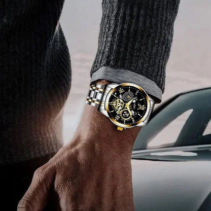 🎁Το καλύτερο δώρο για έναν άνδρα❤️ Ανδρικό αδιάβροχο ρωμαϊκό αυτόματο μηχανικό ρολόι χειρός με διάτρητο σχέδιο ⌚