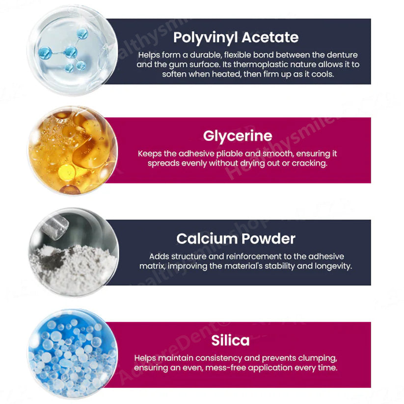 （🔥Αγοράστε 1 και πάρτε 1 δωρεάν🔥）Θερμοπλαστική κόλλα οδοντοστοιχιών AdhereDent, μόνιμη συγκράτηση οδοντοστοιχιών