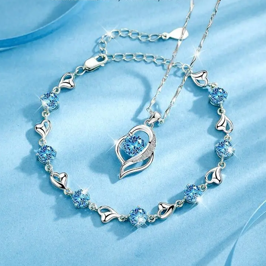 🎁🌊Δώρο σετ Καρδιά του ωκεανού (κολιέ + βραχιόλι με καρδιά)