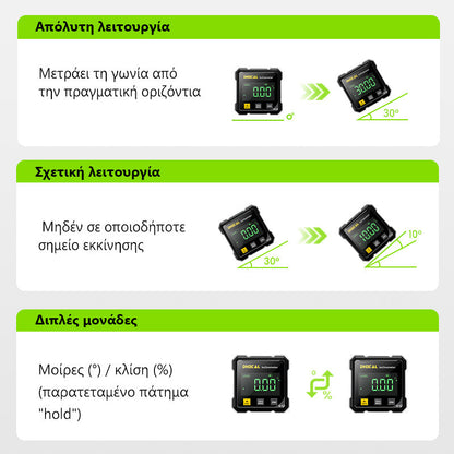 📐 Μαγνητικό ψηφιακό μοιρογνωμόνιο τεσσάρων όψεων με λέιζερ 👷👍