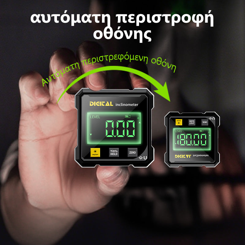 📐 Μαγνητικό ψηφιακό μοιρογνωμόνιο τεσσάρων όψεων με λέιζερ 👷👍