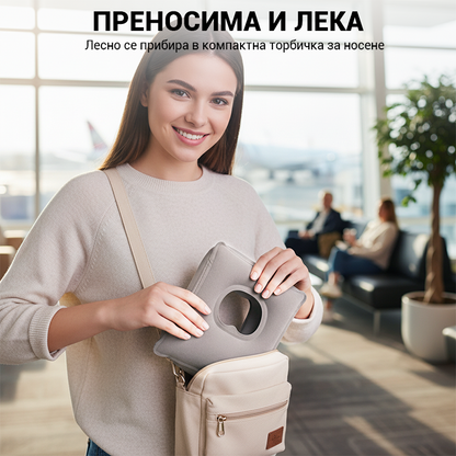 🌬️ Εργονομικό φουσκωτό μαξιλάρι ταξιδιού ✈️😴 | Για άνετο ύπνο στο αυτοκίνητο, το αεροπλάνο ή το τρένο