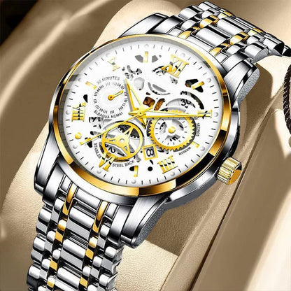 🎁Το καλύτερο δώρο για έναν άνδρα❤️ Ανδρικό αδιάβροχο ρωμαϊκό αυτόματο μηχανικό ρολόι χειρός με διάτρητο σχέδιο ⌚