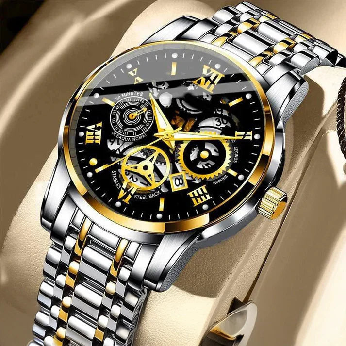 🎁Το καλύτερο δώρο για έναν άνδρα❤️ Ανδρικό αδιάβροχο ρωμαϊκό αυτόματο μηχανικό ρολόι χειρός με διάτρητο σχέδιο ⌚