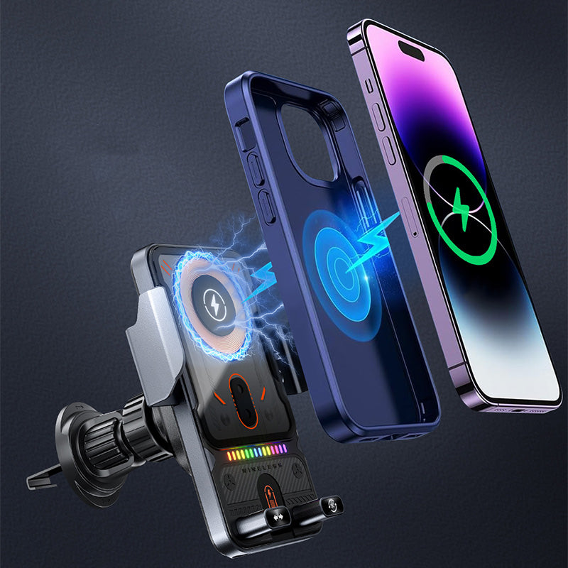 🔥🎁⚡ 📱Έξυπνη θήκη τηλεφώνου αυτοκινήτου 2 σε 1 και ασύρματος φορτιστής⚡