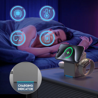 3 σε 1 πτυσσόμενη μαγνητική ασύρματη σταθμός φόρτισης