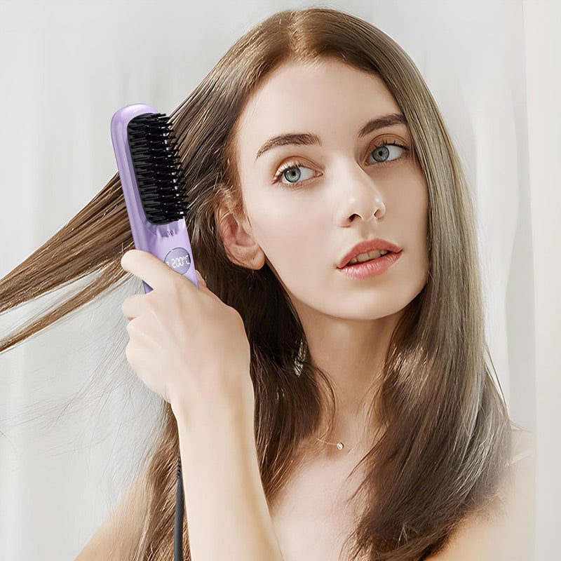 Ασύρματη βούρτσα ισιώματος μαλλιών με οθόνη LED